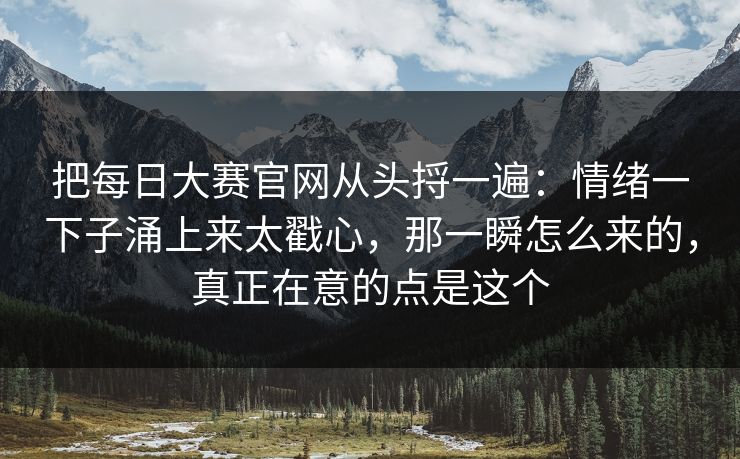 把每日大赛官网从头捋一遍:情绪一下子涌上来太戳心,那一瞬怎么来的,真正在意的点是这个