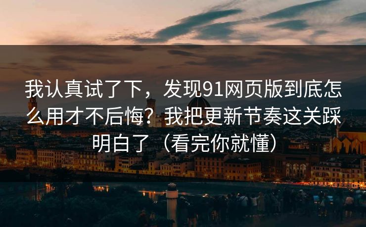 我认真试了下，发现91网页版到底怎么用才不后悔？我把更新节奏这关踩明白了（看完你就懂）