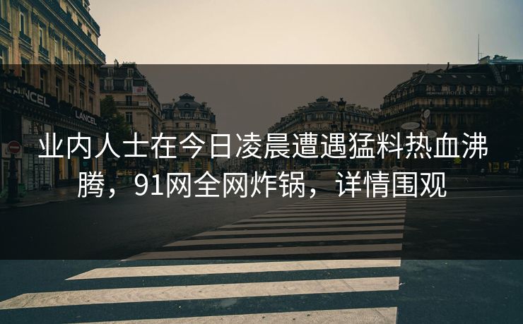 业内人士在今日凌晨遭遇猛料热血沸腾，91网全网炸锅，详情围观