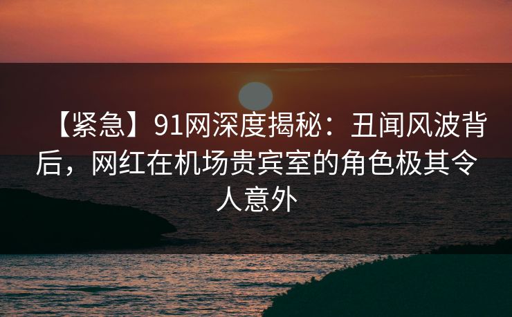 【紧急】91网深度揭秘：丑闻风波背后，网红在机场贵宾室的角色极其令人意外
