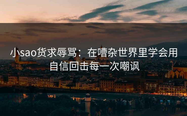 小sao货求辱骂:在嘈杂世界里学会用自信回击每一次嘲讽