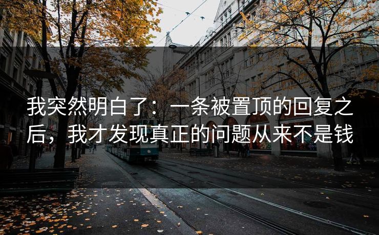 我突然明白了：一条被置顶的回复之后，我才发现真正的问题从来不是钱